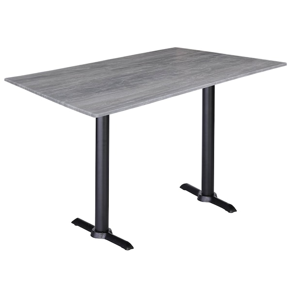 Holland Bar Stool Co Two 30 Tall OD211EB Black Table Bases wa 22 Foot and a 30x48 Greystone Top, IndoorOutdoor OD211EB-30BWODS3248GryStn - main
